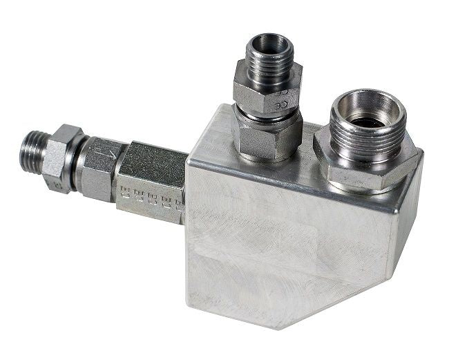 Materialzusammenführung mit Anschluss für Spülpumpe